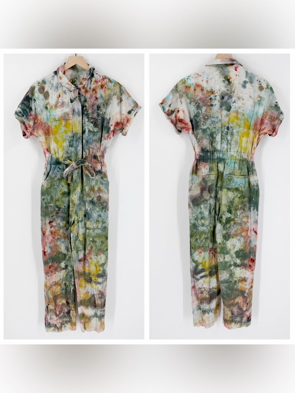 Ice Dyed Button Front Jumpsuit Coveralls Size Small